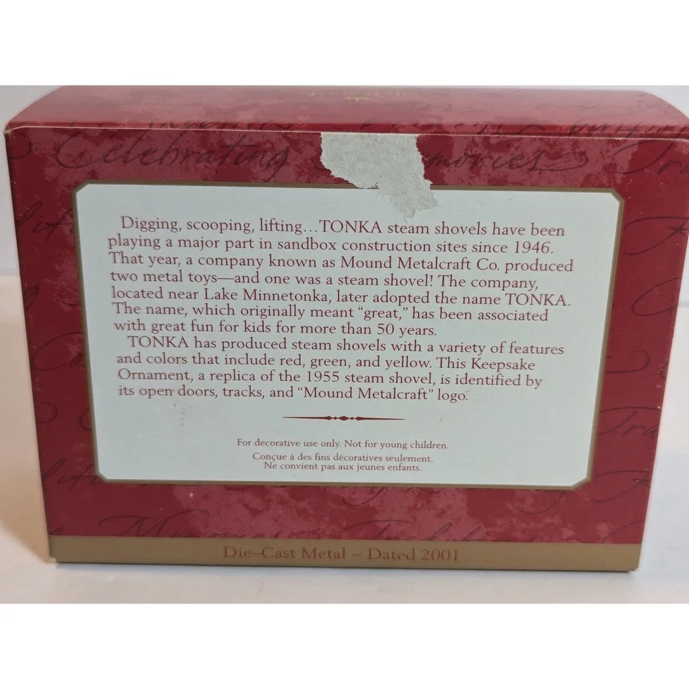 2001 Hallmark - TONKA - 1955 STEAM SHOVEL ornament - DIE-CAST